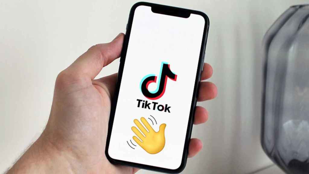 TikTok con el emoji de una mano saludando.