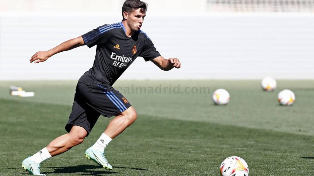 Brahim Díaz, durante un entrenamiento del Real Madrid