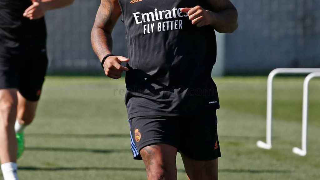 Marcelo, durante un entrenamiento del Real Madrid