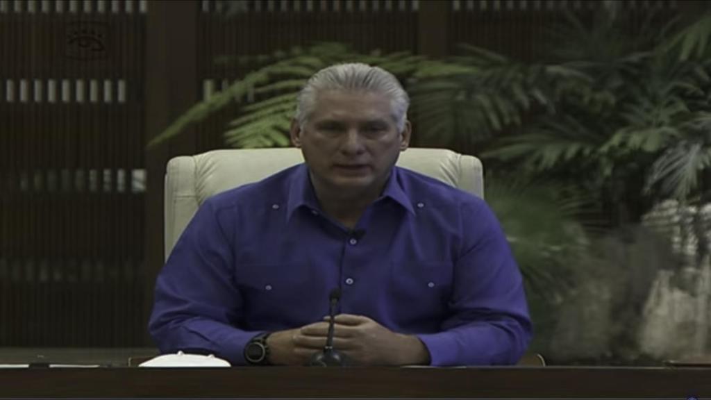 Miguel Díaz-Canel durante su comparecencia ante la prensa.