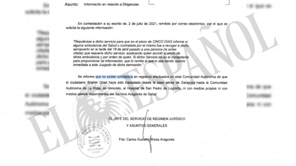La respuesta del Servicio Aragonés de Salud al juez.