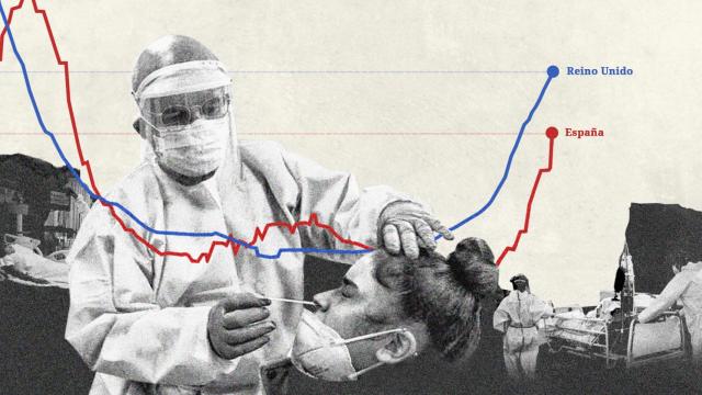 Las curvas de nuevos contagios desde comienzos de junio para España y Reino Unido.