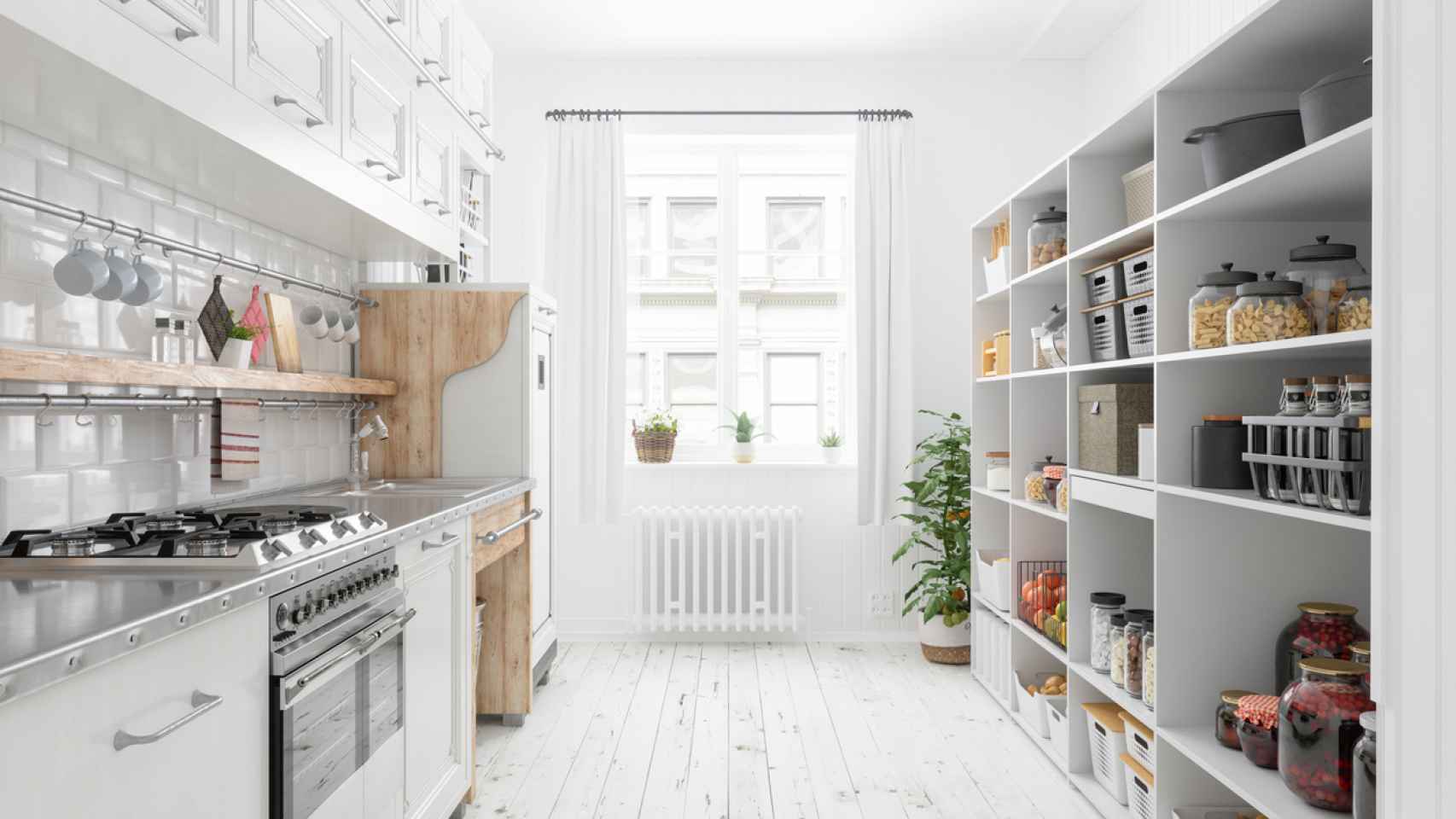 Mueble de cocina con cajones y hueco para microondas