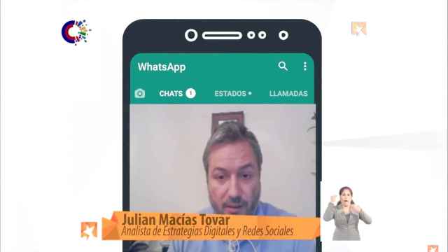 El jefe de redes de Podemos, Julián Macías Tovar, el pasado martes entrevistado en la televisión pública cubana.