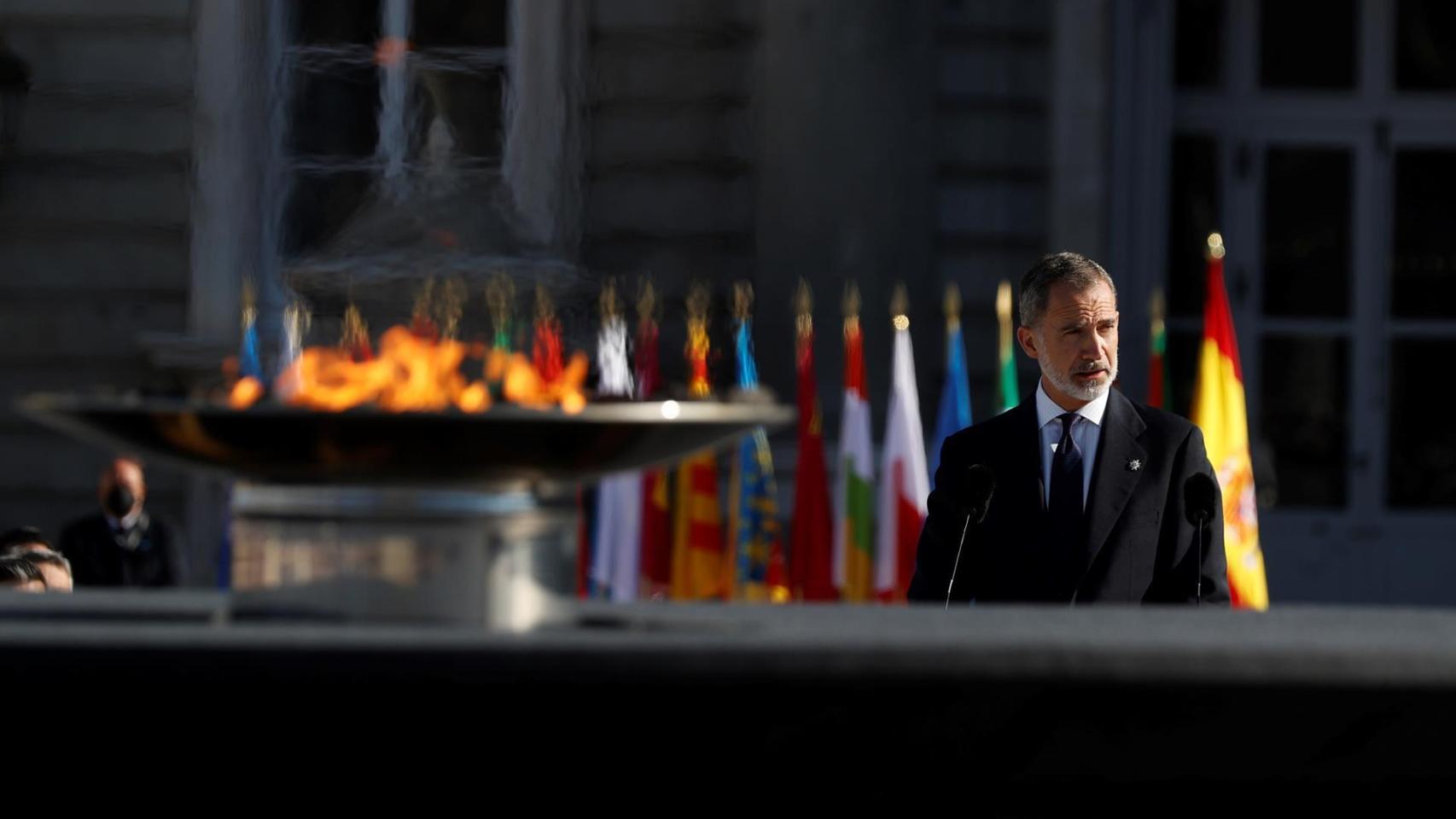 El rey Felipe VI en el homenaje de Estado a las víctimas de la Covid. Efe