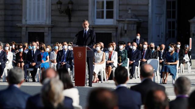 El rey Felipe durante el homenaje a las víctimas de la Covid. Efe