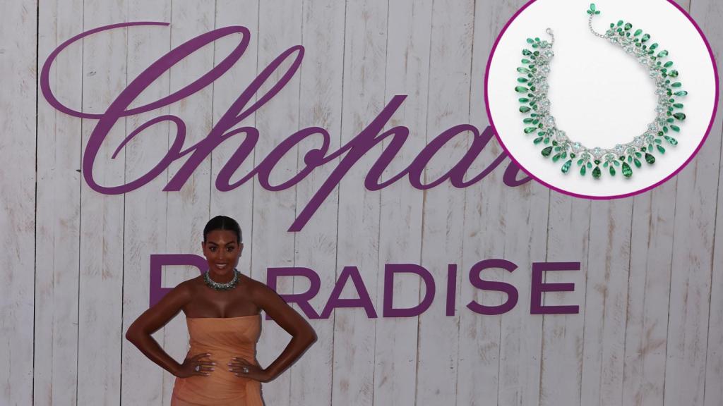 Georgina Rodríguez en la cena de Chopard en Cannes y su impresionante collar de esmeraldas.
