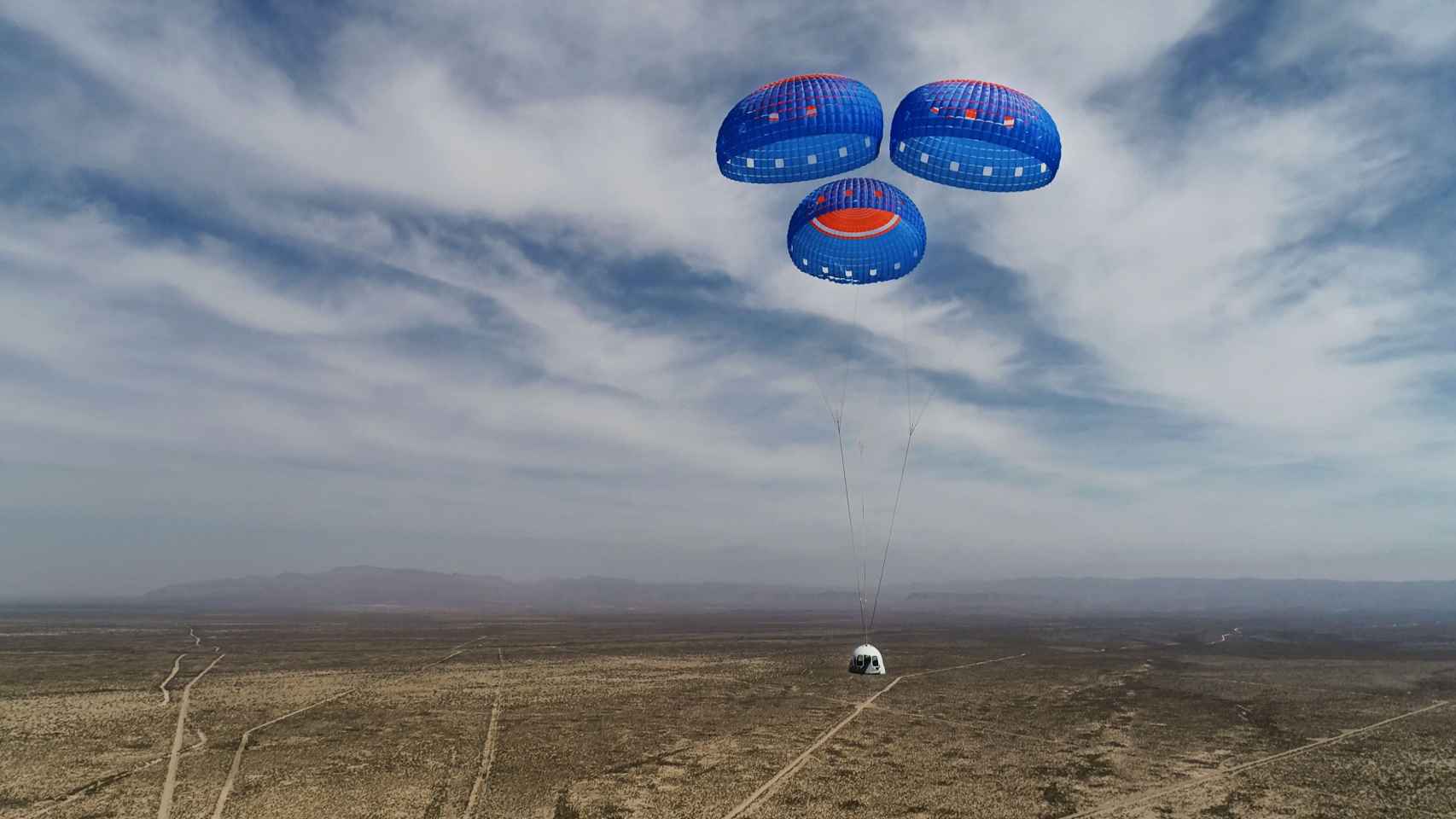 Descenso con paracaídas de la New Shepard