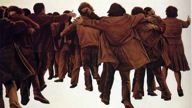 El abrazo, cuadro simbólico de la Transición del pintor Juan Genovés.