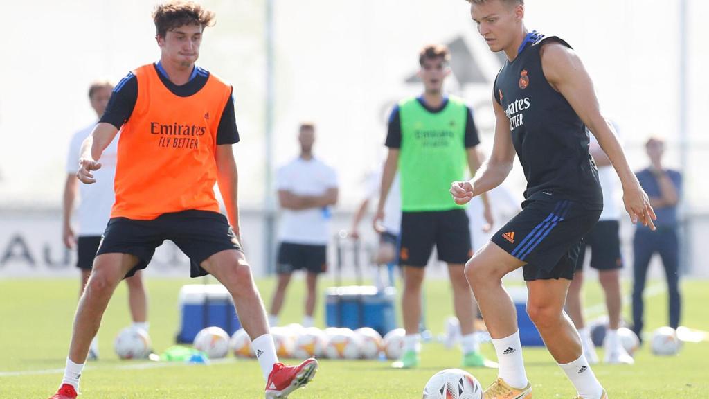 Martin Odegaard, durante el partido de entrenamiento