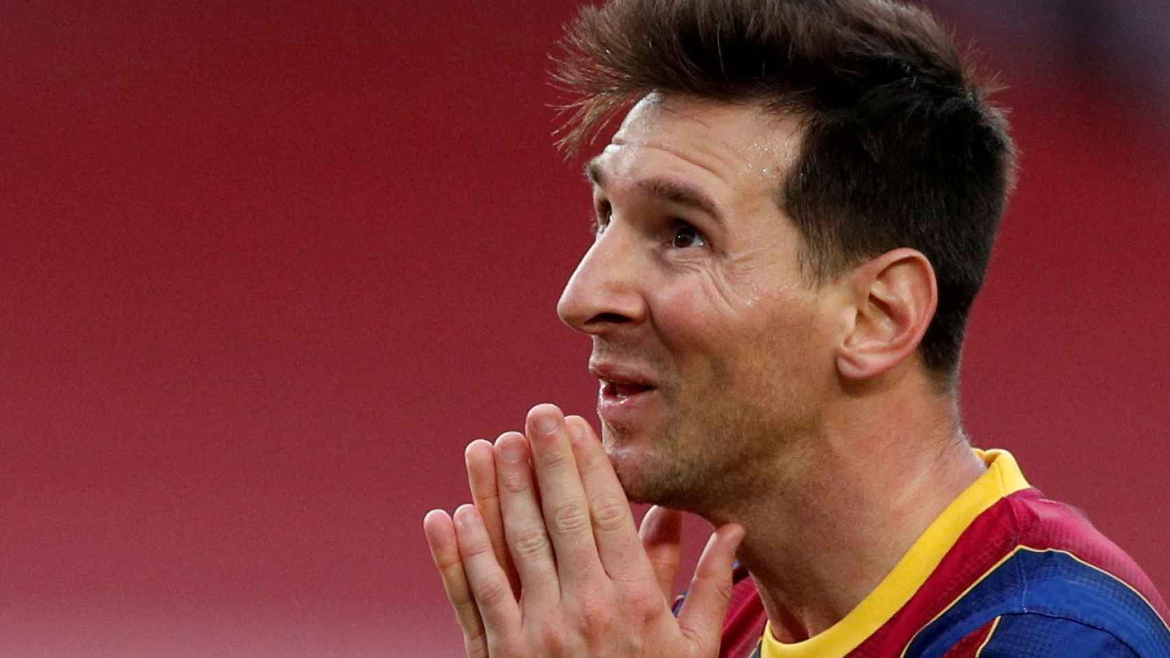 Leo Messi, lamentándose en un partido con la camiseta del Barça