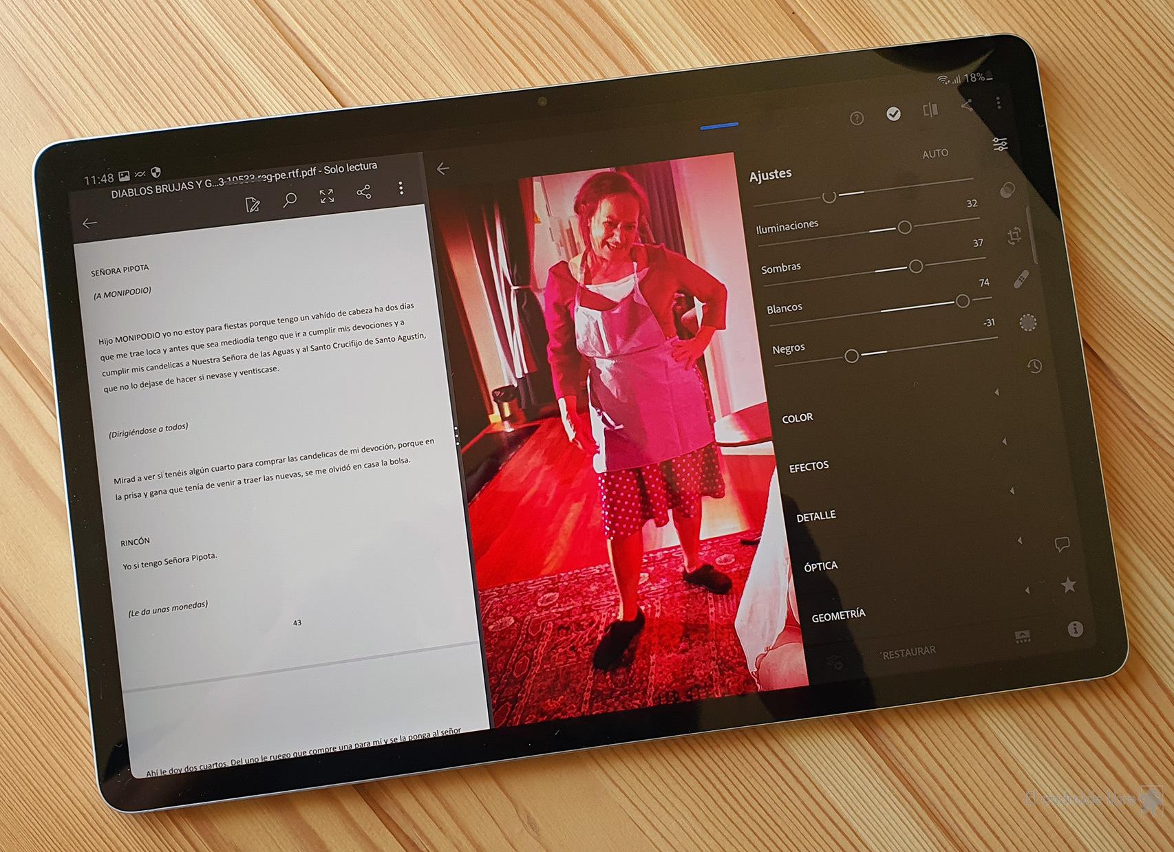 Dos apps abiertas en multitarea en el Samsung Galaxy Tab S7 FE