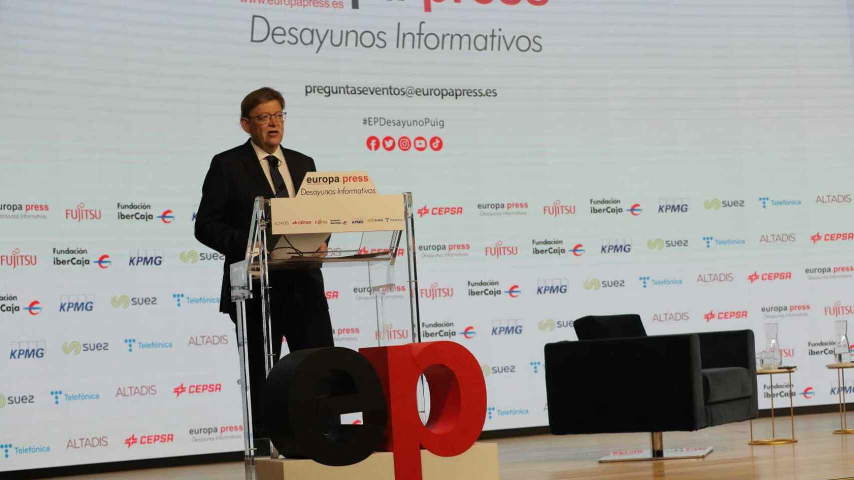 Ximo Puig, durante su discurso de este miércoles en Madrid. EE