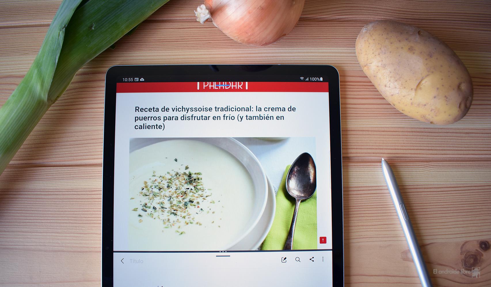 La tablet de Samsung en la cocina