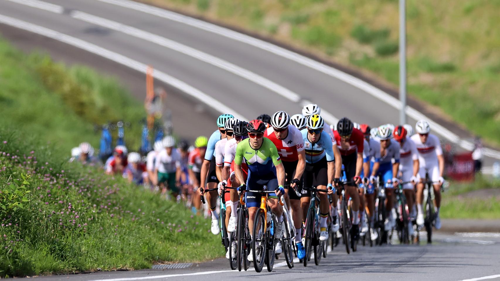 Un momento de la prueba de ruta de ciclismo de los Juegos Olímpicos