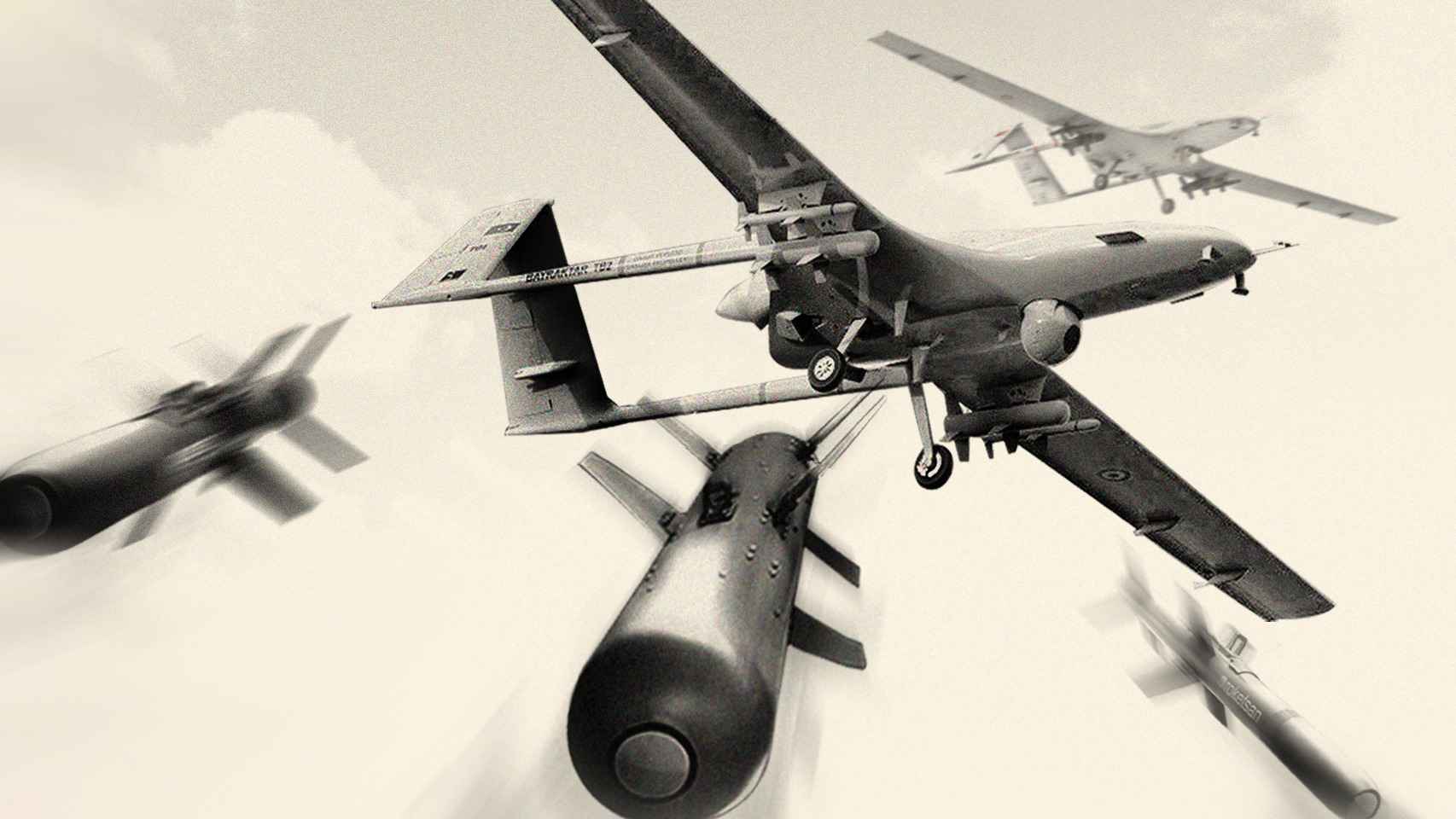 Dron Bayraktar TB2 disparando misiles
