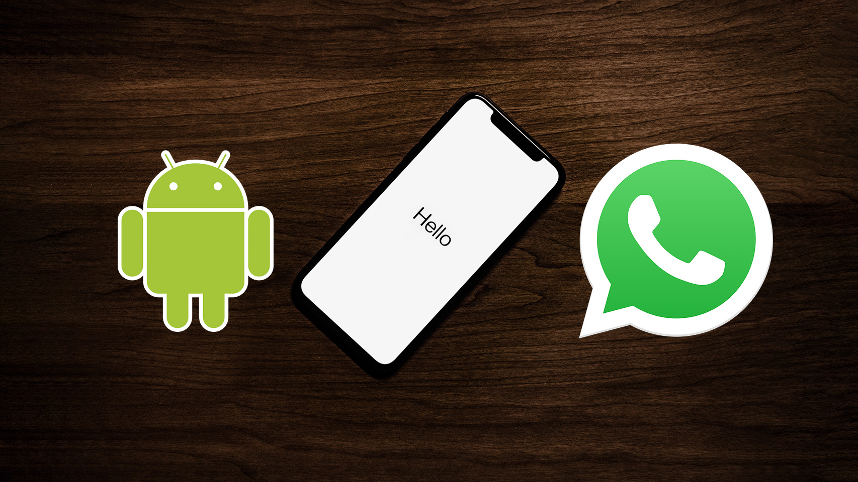 WhatsApp y Android junto a un smartphone.