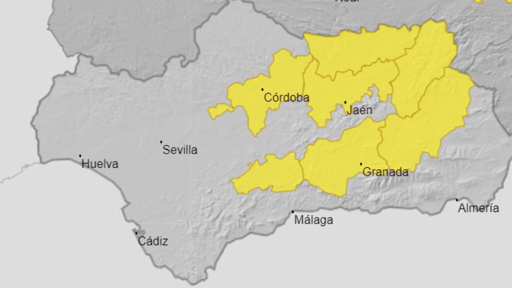 Mapa de los avisos por altas temperaturas para este fin de semana.