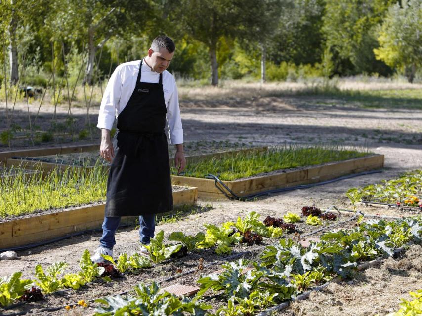 Marc Segarra y en el huerto de Abadía Retuerta LeDomaine.