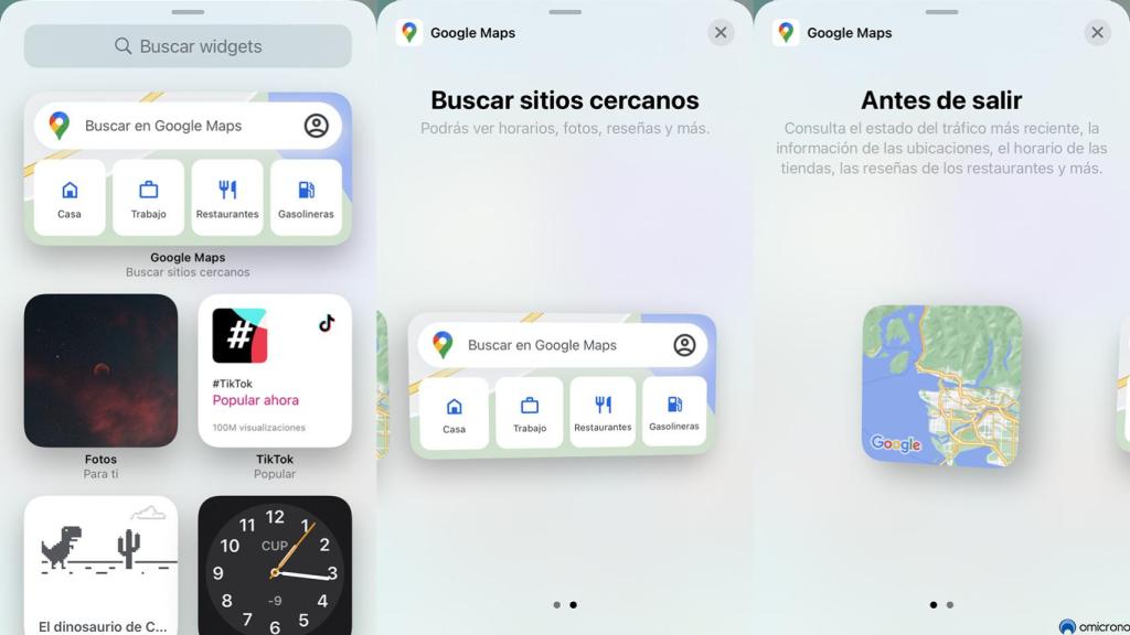 Widget de Google Maps en iPhone