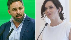 Santiago Abascal, presidente de Vox, e Isabel Díaz Ayuso, presidenta de la Comunidad de Madrid.