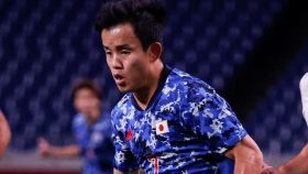 Takefusa Kubo, en un partido de la selección de Japón