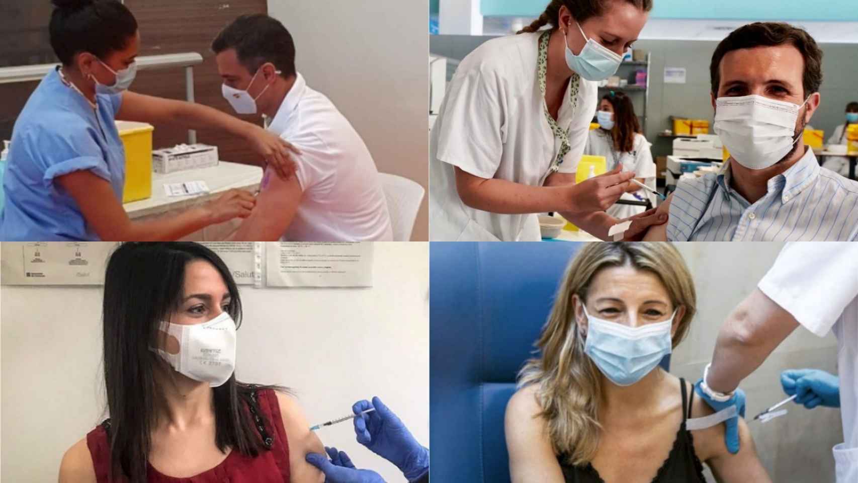 Las vacunaciones de Sánchez, Casado, Arrimadas y Díaz.