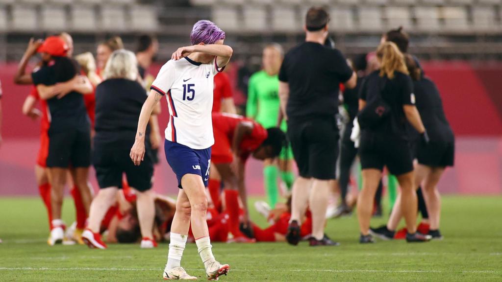 Megan Rapinoe's reaction after Canada's victory over the United States in Tokyo 2020