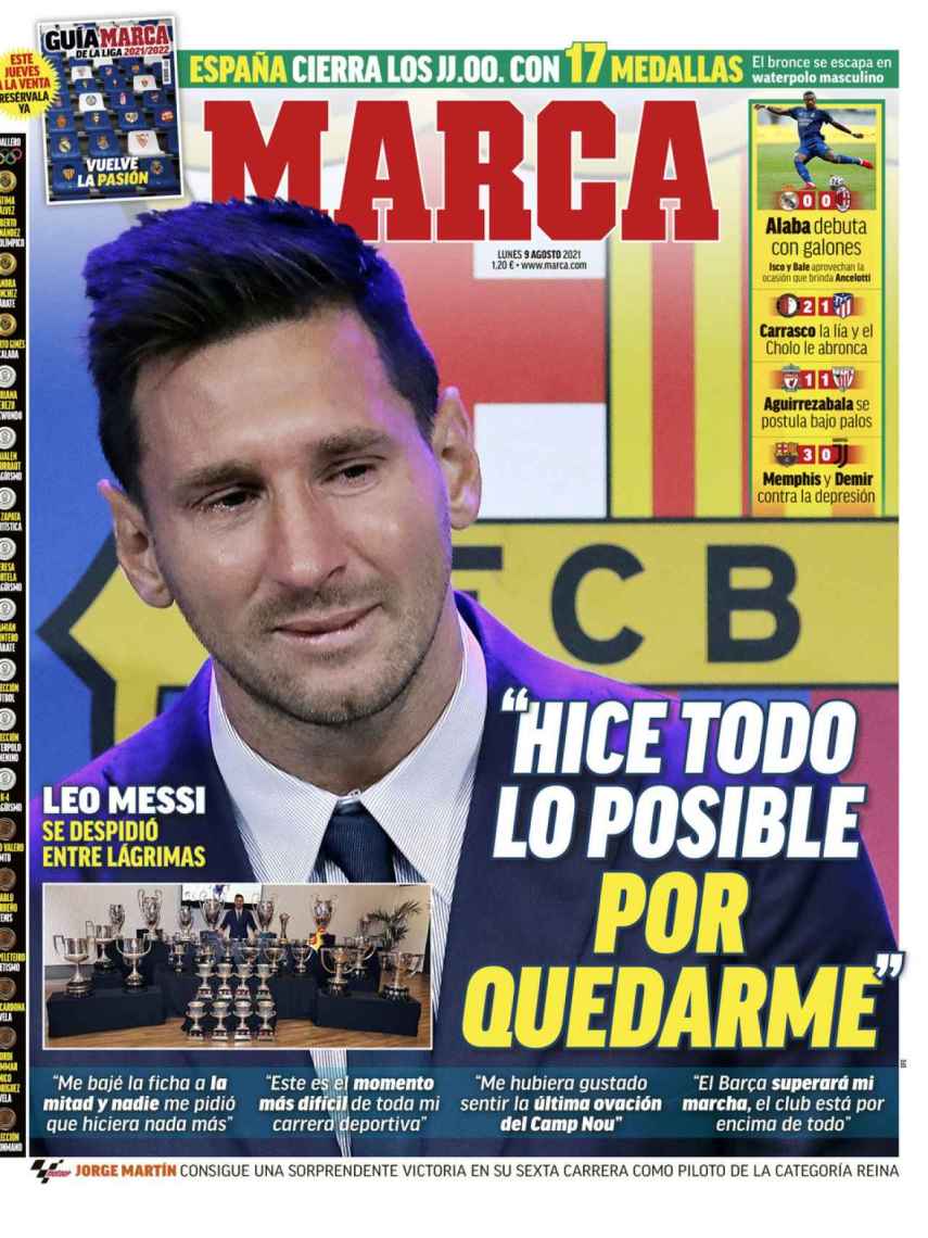 La portada del diario MARCA (09/08/2021)