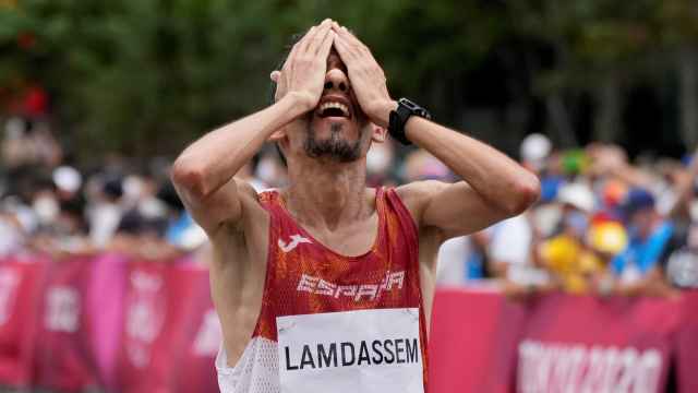Ayad Lamdassem tras termina la maratón de los Juegos Olímpicos de Tokio 2020
