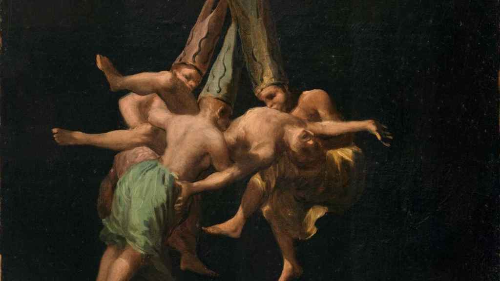 Detalle de 'Vuelo de brujas', un lienzo de Francisco de Goya.