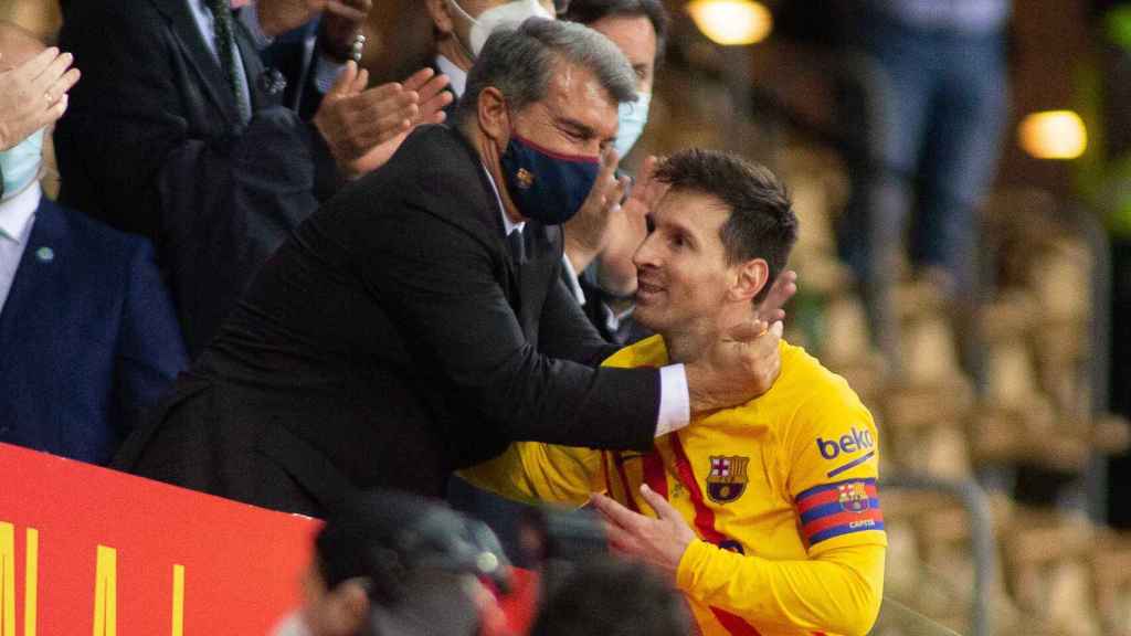 Joan Laporta y Leo Messi, durante la última edición de la Copa del Rey