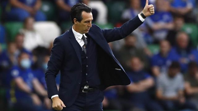 Unai Emery, en la banda del Windsor Park durante la final de la Supercopa de Europa 2021