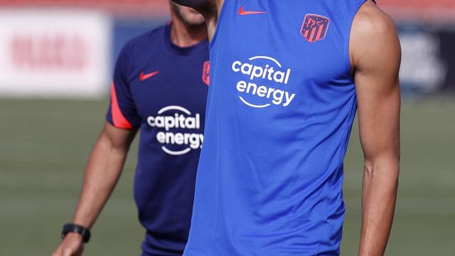 Stefan Savic, en un entrenamiento del Atlético de Madrid