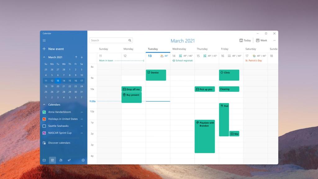 Calendario Widnows 11