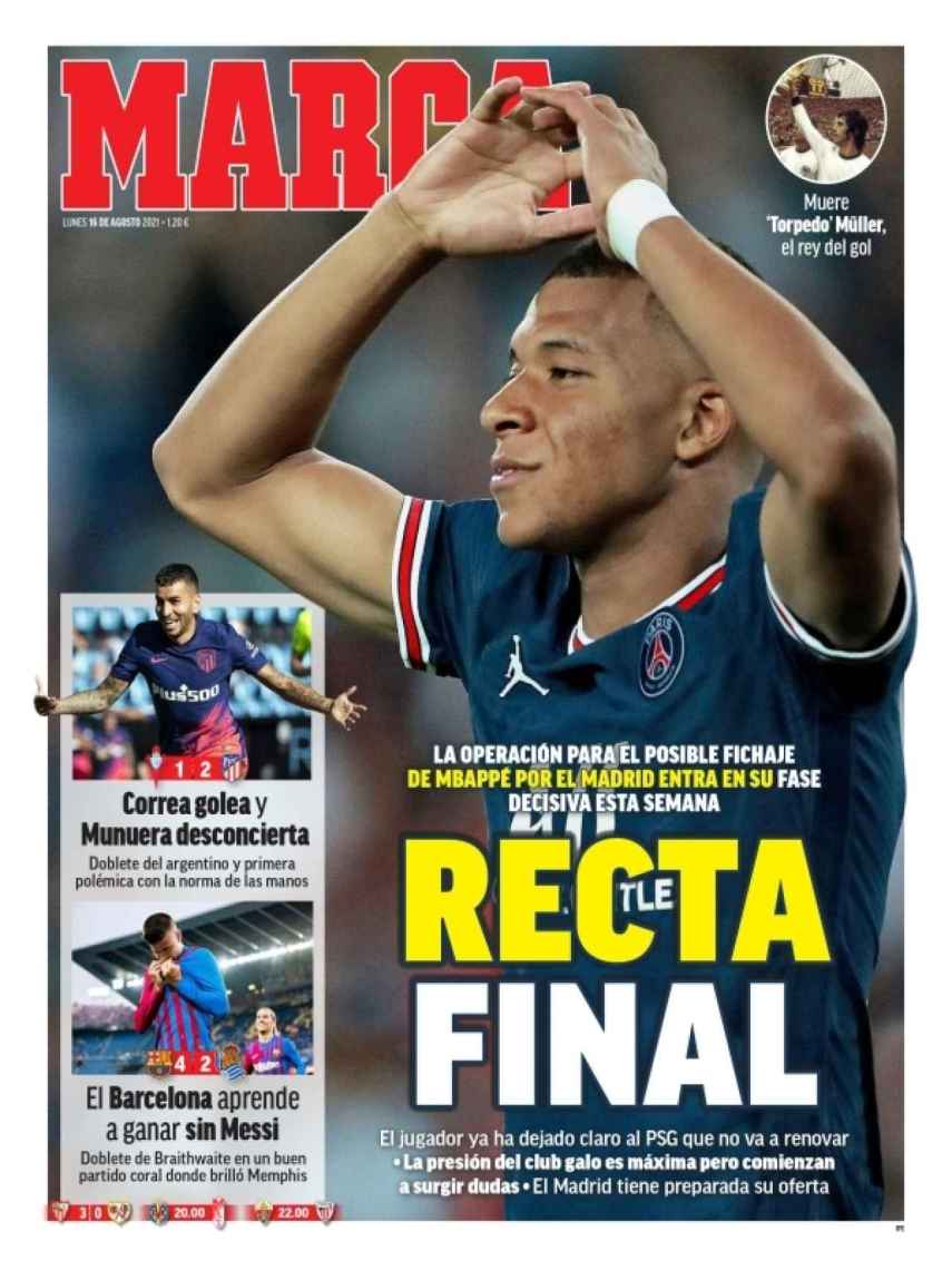 La portada del diario MARCA (16/08/2021)