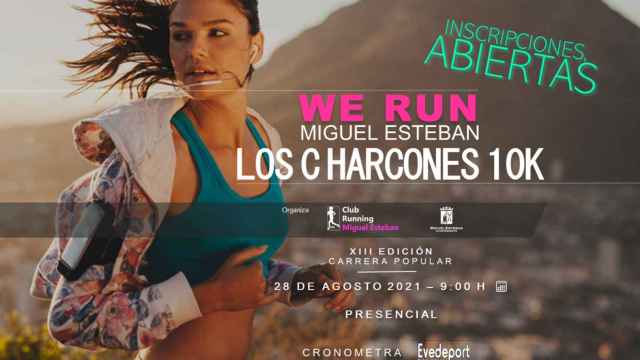 Cartel anunciador de la carrera ‘Los Charcones 10K’ de Miguel Esteban (Toledo)