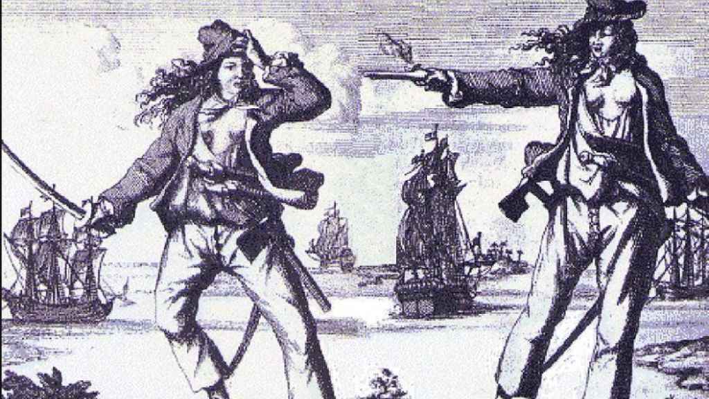 Ilustración de las piratas Mary Read y Anne Bonny.