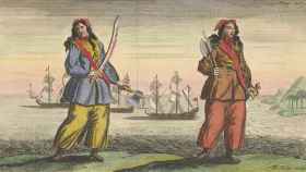 Ilustración de las piratas Mary Read y Anne Bonny.