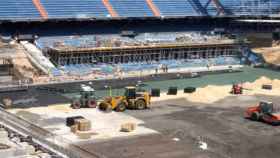 El avance del césped del nuevo Santiago Bernabéu