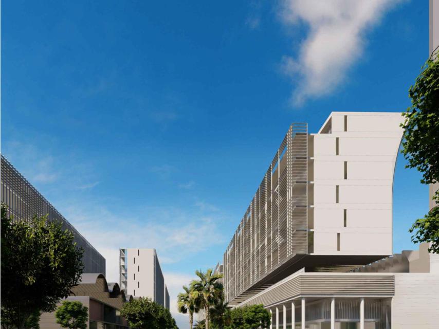 Algunos de los edificios de oficinas planteados en el recinto ferial.