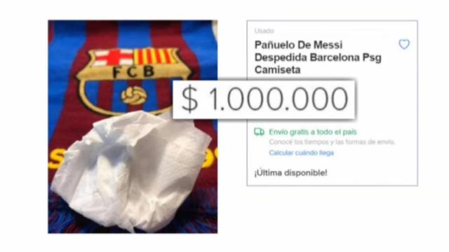 Se subasta por 1 millón de euros el presunto pañuelo que usó Leo Messi en su adiós al Barça