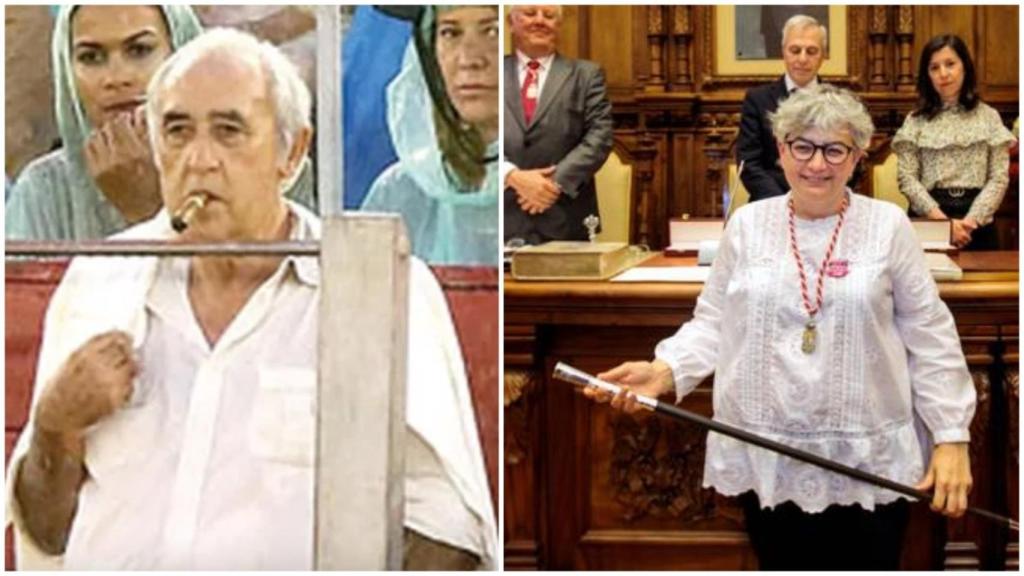 El ganadero Daniel Ruiz y la alcaldesa de Gijón, Ana González