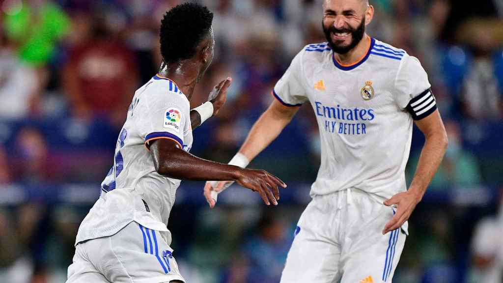 Vinicius celebra su segundo gol al Levante