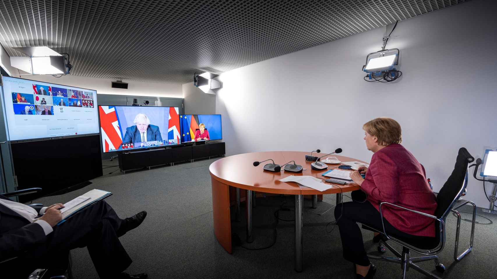 La canciller alemana, Angela Merkel, durante la reunión virtual del G7 de este martes