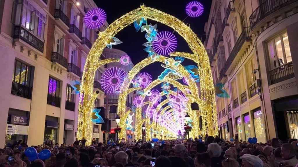 Luces de Navidad en la calle Larios, en Málaga.