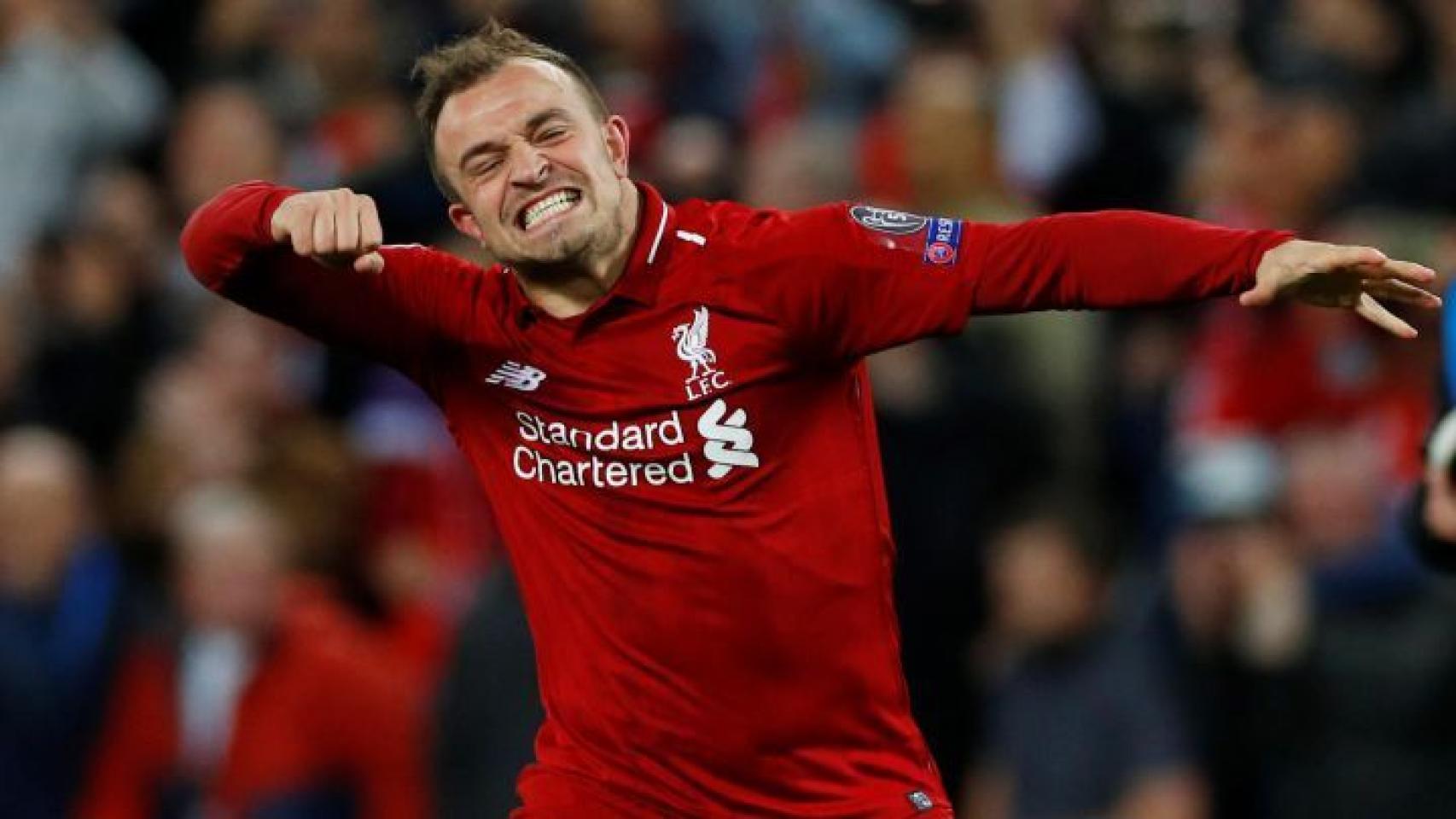 Xerdan Shaqiri celebra con el Liverpool