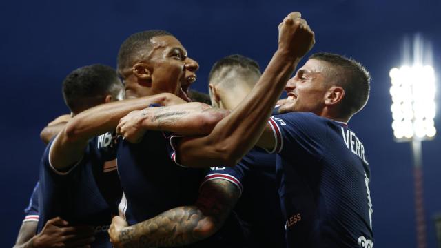 Mbappé celebra un gol con el PSG