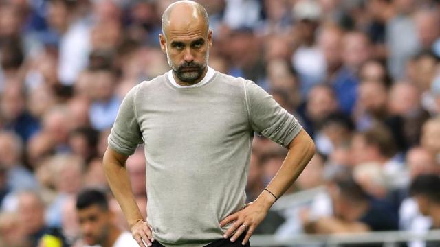 Pep Guardiola, en un partido del Manchester City de la temporada 2021/2022