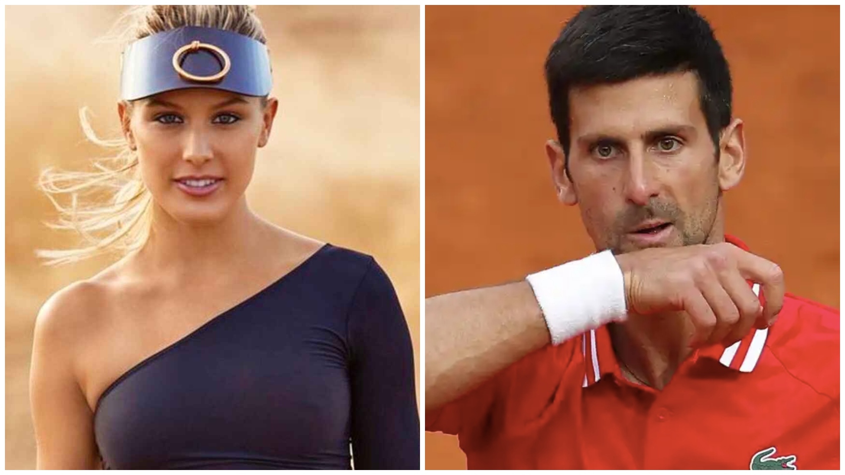 Bouchard y Djokovic, en un collage